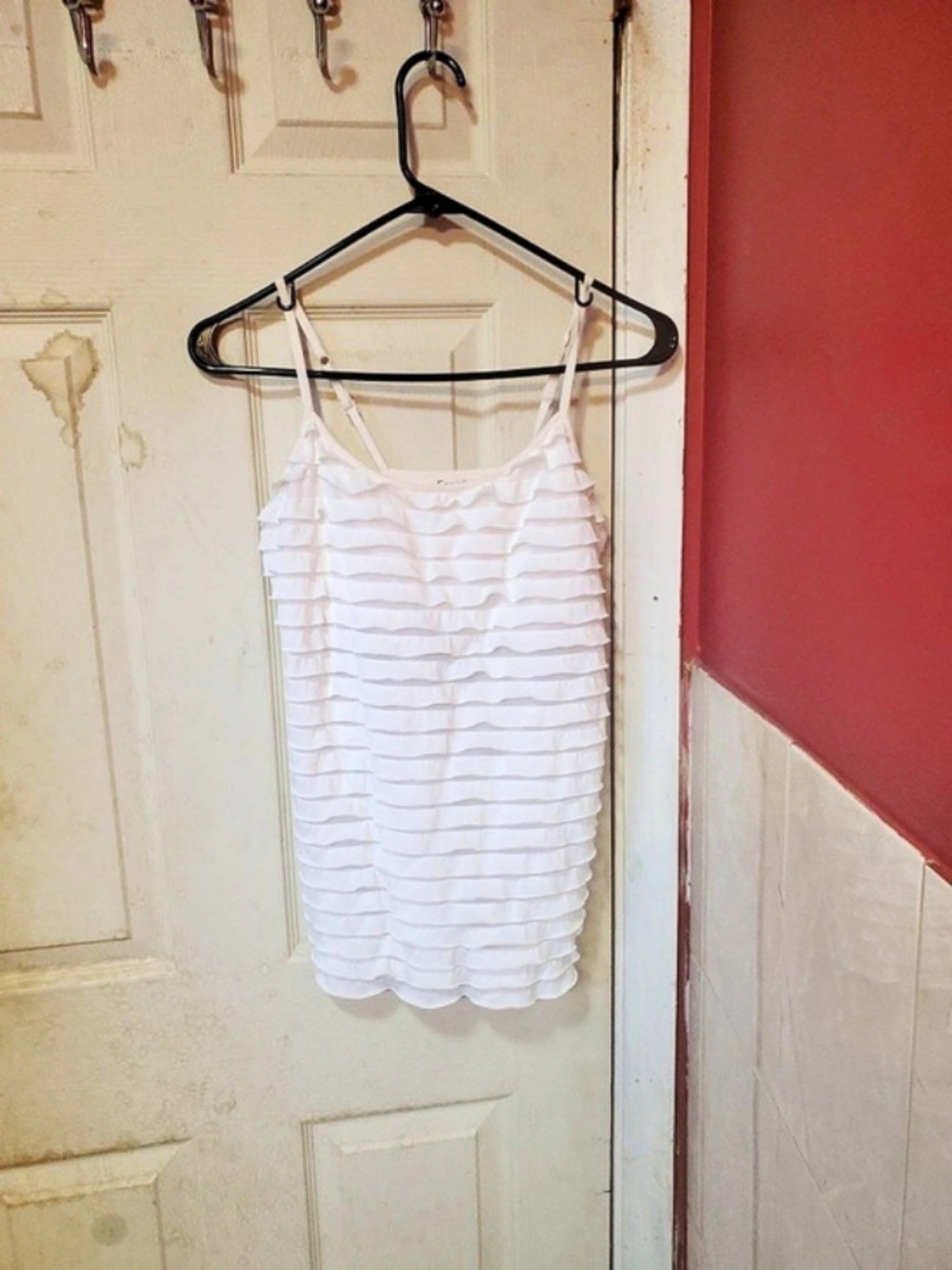 Energie White Ruffle Top. Large.